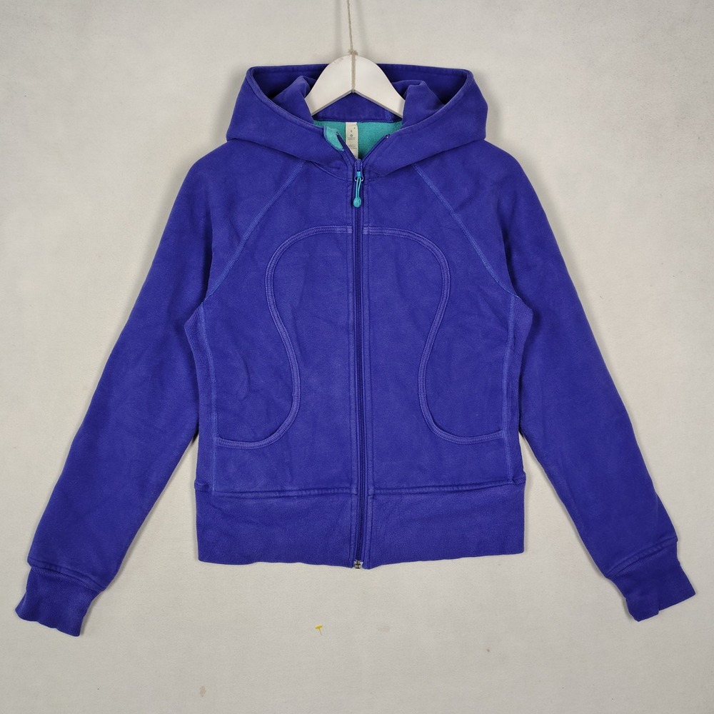 Lululemon Scuba Full Zip Hoodie Purple Teal Fleece Size 8 Activewear Jacket